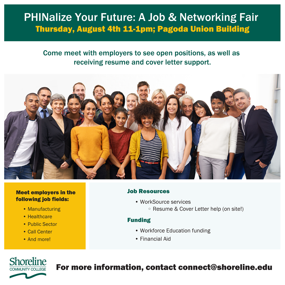 networking job fair group photo with event details